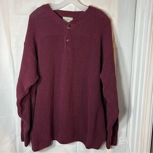 Vtg L.L. Bean Waffle Knit Sweater Mens Size XL Maroon Heavy Thick‎ Fisherman